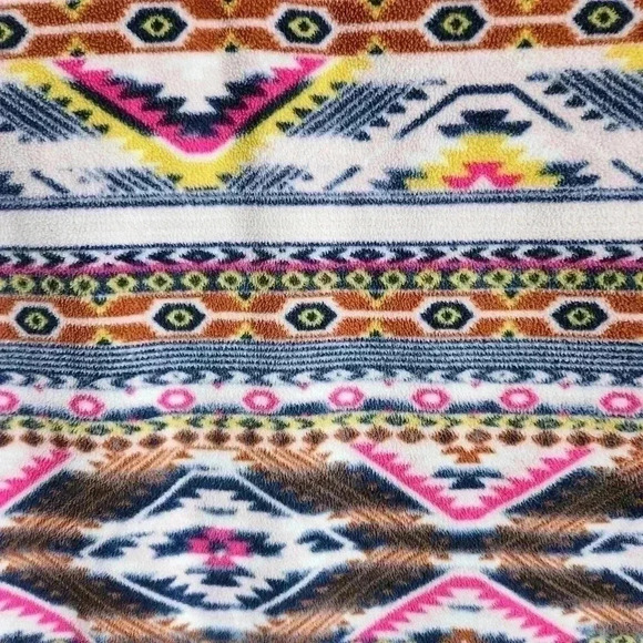 Eddie Bauer Women’s M Southwest Fleece Pullover Quarter Zip Brown Pink Blue - Picture 4 of 11